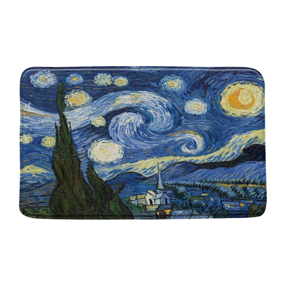 Amazon｜LIVEFUN ファン・ゴッホ 星月夜 バスマット 油絵 抽象アート